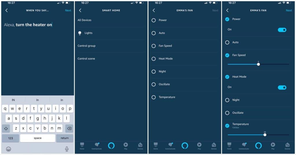 Setting up an Alexa routine