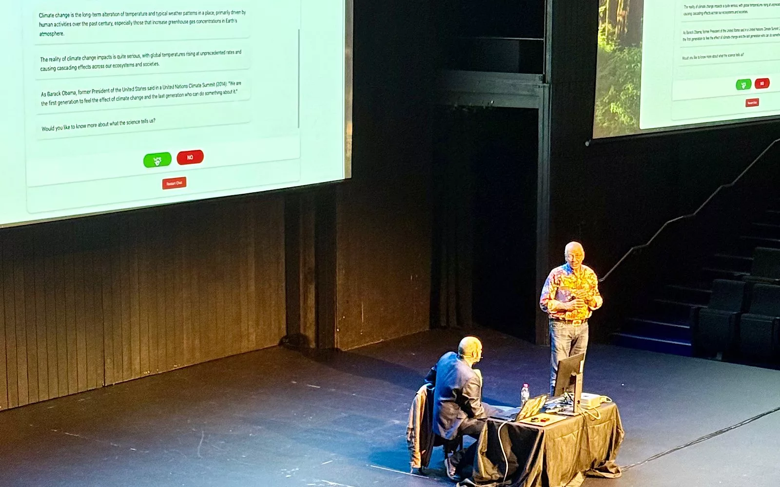 Dr Karl's AI on stage at the Seymour Centre