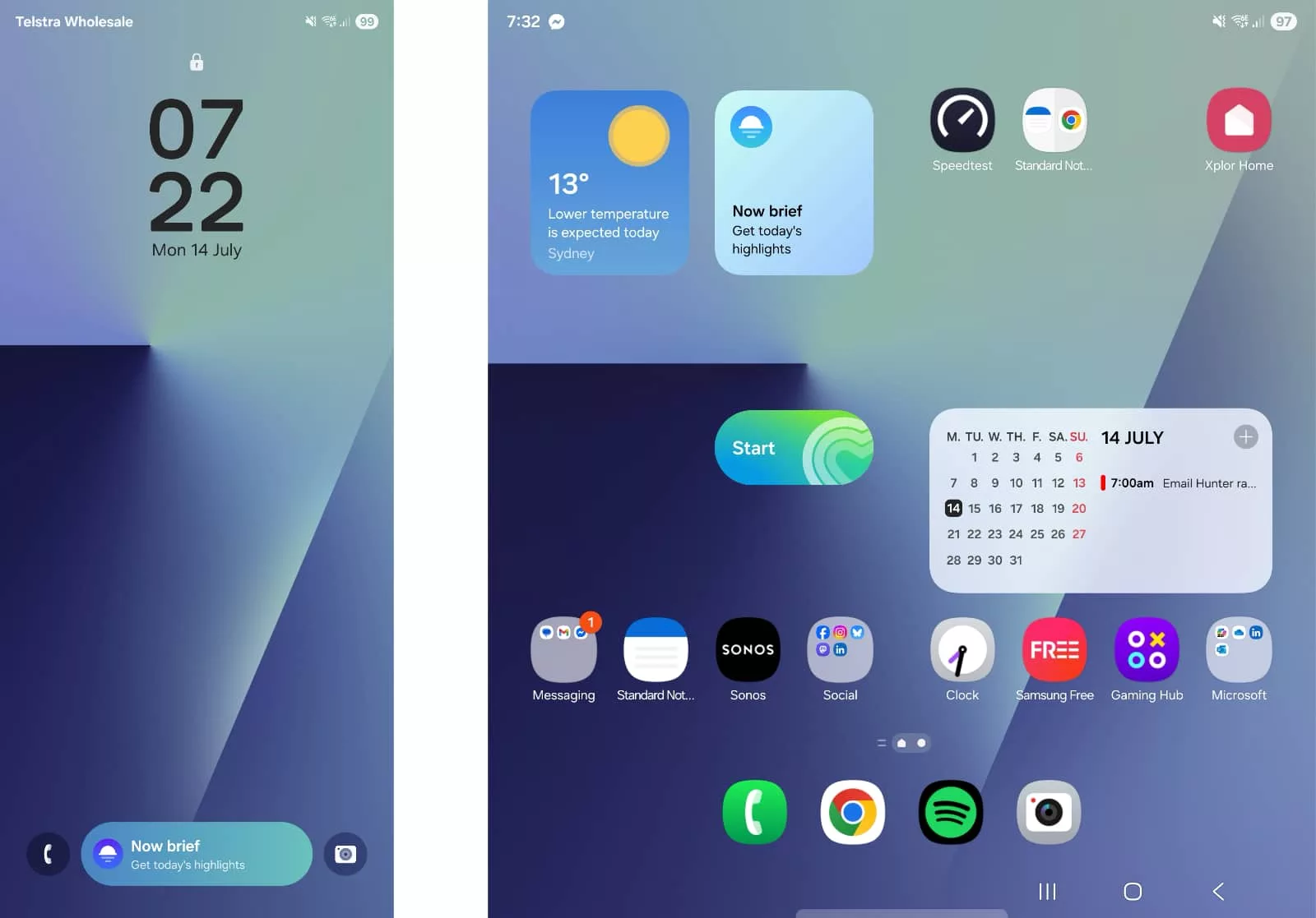 A difference in screen size means more real estate between inside and outside.